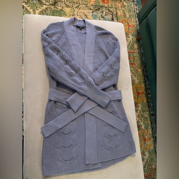 Express Sweaters - Express Pointelle Belted Sweater/Cardigan. Size: Medium, Color: Slate Blue. NWOT